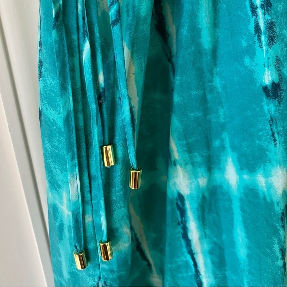NWT INC International Concepts Women's Tie-dye Aqua Blue Maxi Dress (XS) - Picture 9 of 10